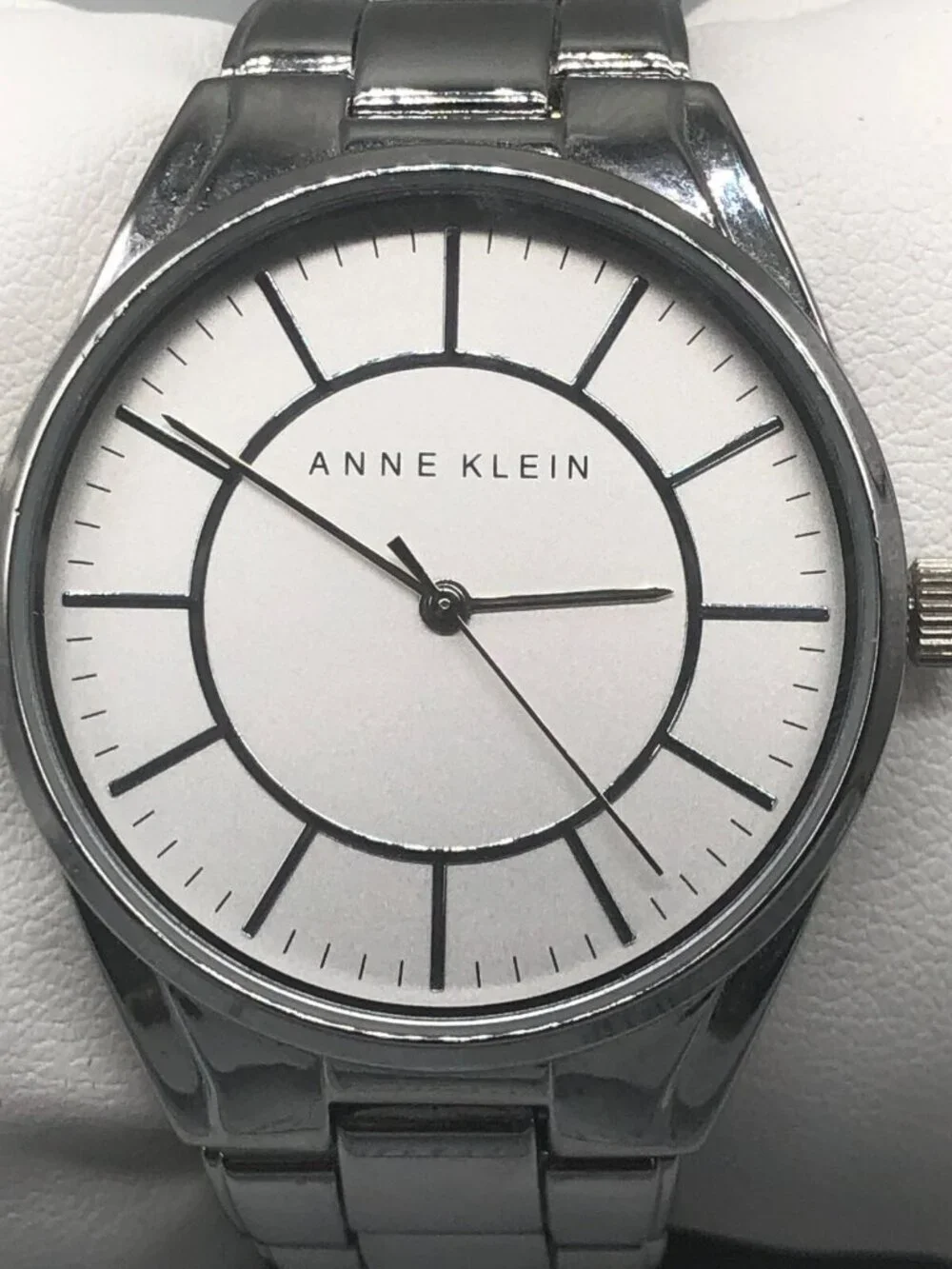 3/$30 Anne Klein Watch Women Silver Tone Water Resistant New Battery 6.75 Inch